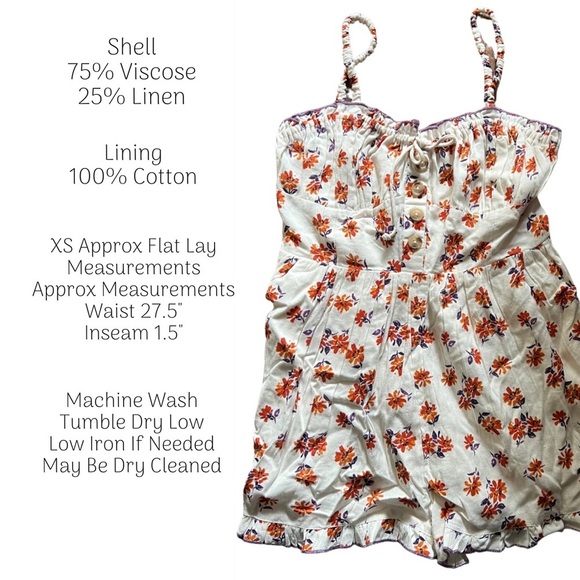 LAST CHANCE Urban Outfitters Betti Floral Print Linen Blend Romper - Picture 4 of 7